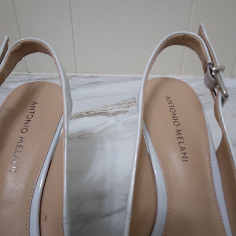 Antonio Melani | "Haleen" Patent Leather Peep Toe Slingback Heel Blue | Size 9M - Picture 8 of 12